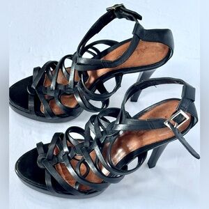 Aldo black leather strappy heels size 37